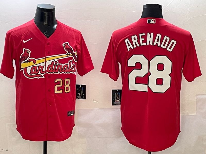 Men St.Louis Cardinals #28 Arenado Red Game 2025 Nike MLB Jersey style 3